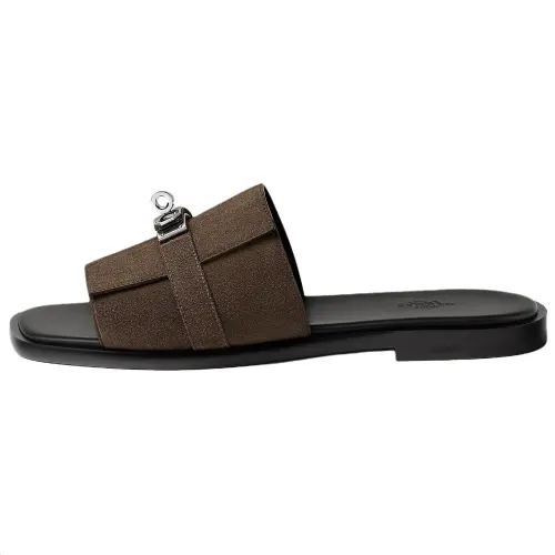 HERMES Slide Slippers Men's Ebony Brown