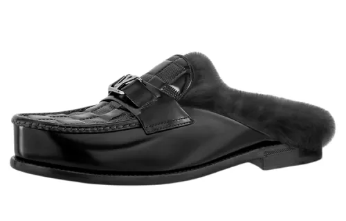 LOUIS VUITTON Major Closed Toe Slippers Men's Black
