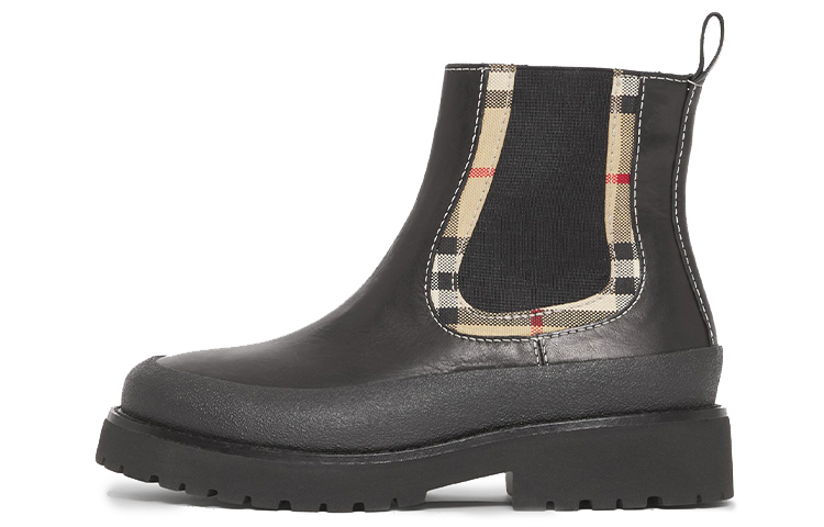 Burberry VINTAGE Abrasion Resistant Short Chelsea Boots Women's Black