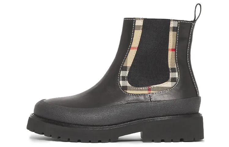 Burberry VINTAGE Abrasion Resistant Short Chelsea Boots Women's Black