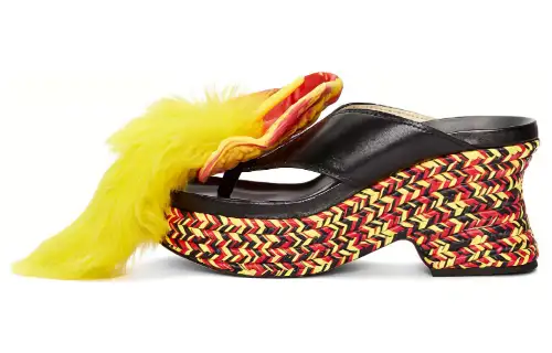 LOEWE Petal Flip Flops 9cm Women's Black Yellow