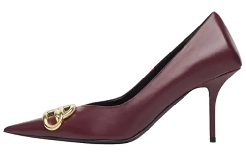 Balenciaga Leather Slim Heel High Heels 8cm Women's Dark Red