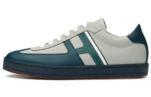 HERMES Boomerang Leather Low top Stylish Skateboarding Shoes Men's Glacier Blue
