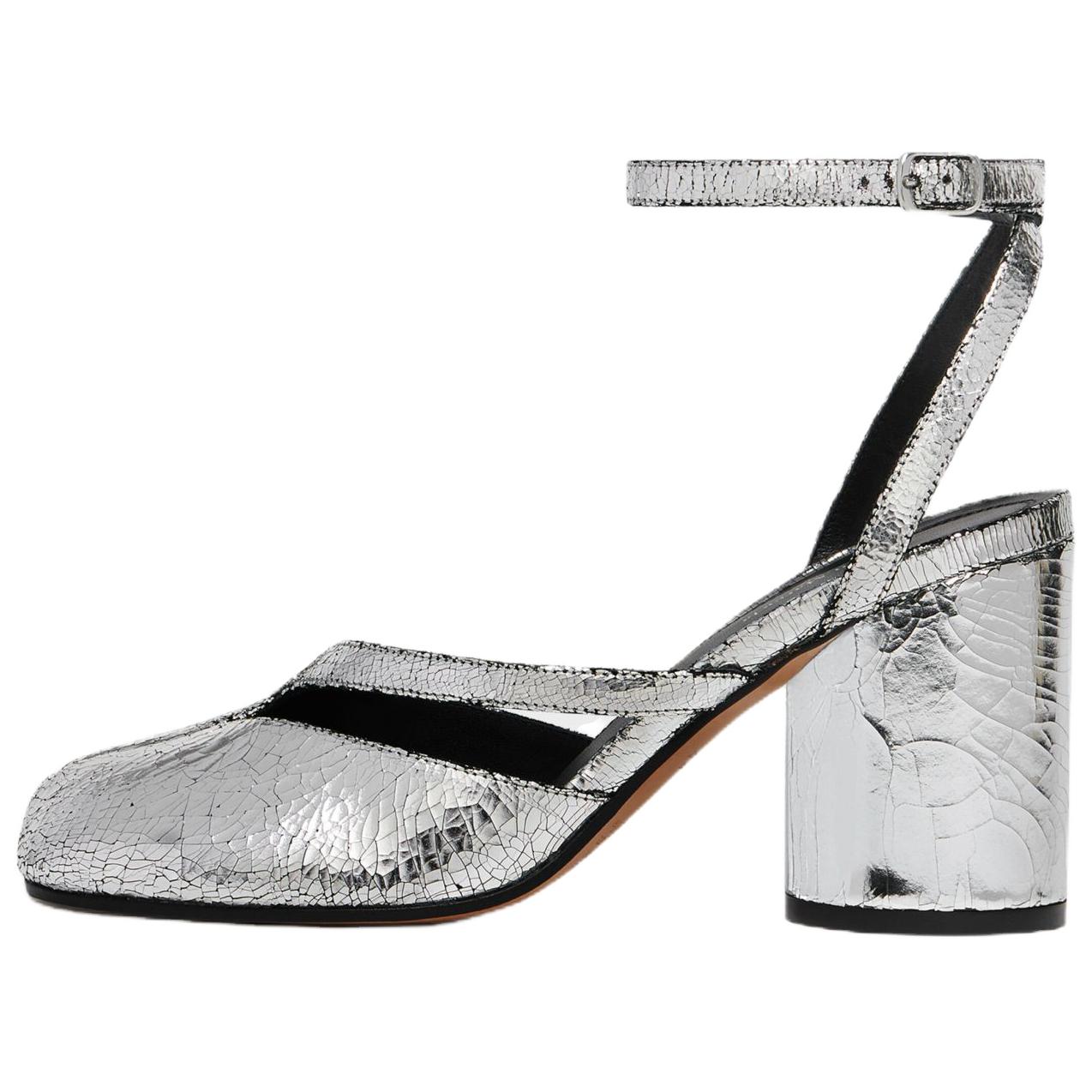 Женские туфли Maison Margiela Tabi (серебристые)