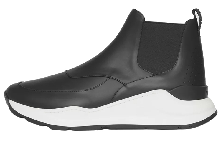 Burberry Burberry Burberry Leather Comfortable and Warm Ankle Chelsea Boots Men's Black