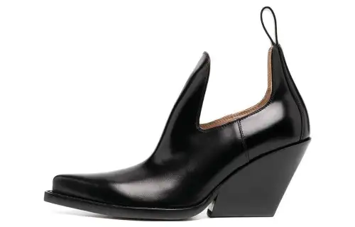 Bottega Veneta Leather Minimalist Fashion Chunky Heel High Heels Women's Black