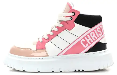DIOR D Player High top Skateboard Shoes Women's Pink White Patchwork
