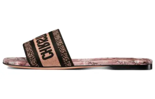 DIOR Dway Open Toe Slide Slippers Women's Black Pink Orange, Multicolor