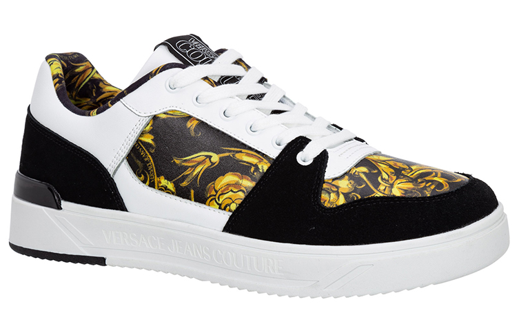 VERSACE JEANS COUTURE Garland Starlight Leather Low top Stylish Skateboarding Shoes Men's White Black