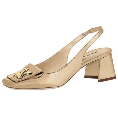 LOUIS VUITTON Shake Chunky Heel High Heels 5.5cm Women's Gold