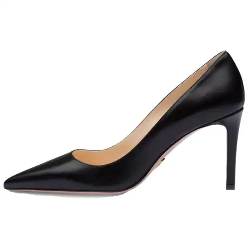 PRADA Leather Slim Heel High Heels 8.5cm Women's Black