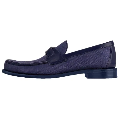 LOUIS VUITTON Major Calfskin Casual Shoes Men's Marine Blue