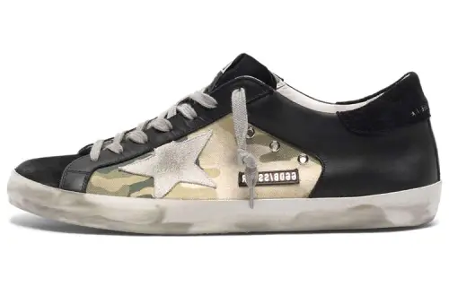 Golden Goose Super Star Stylish Skateboarding Shoes Men's Camouflage Black Distressed