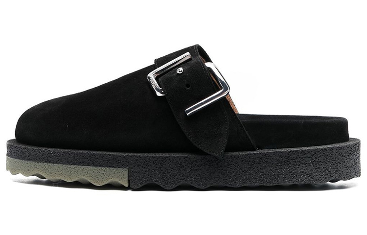OFF WHITE Spongesole Clogs Black Suede