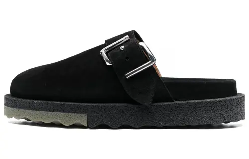 OFF WHITE Spongesole Clogs Black Suede