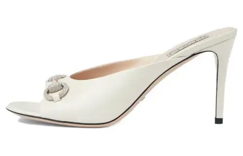 GUCCI Horsebit Crystal-embellished Leather Mules