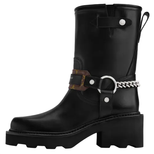 LOUIS VUITTON Beaubourg Ankle Boots 4cm Women's Black