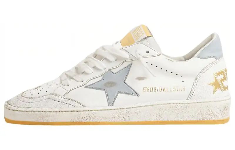 Golden Goose Ball Star Leather Skateboard Shoes Women's White Distressed