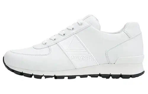 PRADA Leather Low top Sports Casual Shoes Men's White