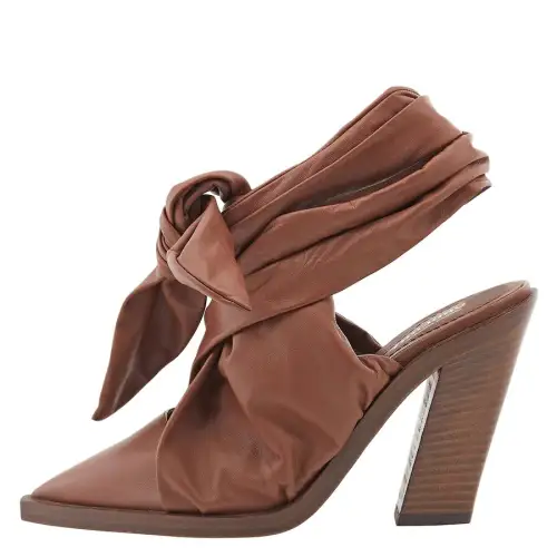 Burberry Tillington Leather Block Heel High Heels Women's Brown
