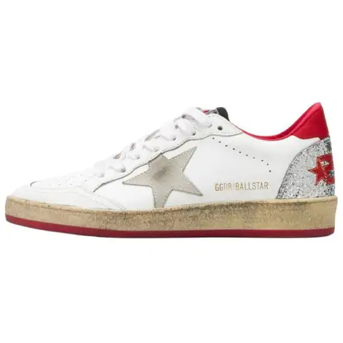 Golden Goose Ball Star Low top Skateboard Shoes Women's White Red