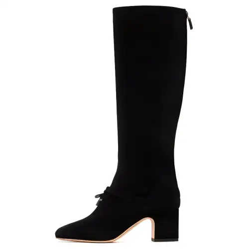 Loro Piana Maxi Charms Leather Fashion Trend Knee high Boots 5.5cm Women's Marine Blue