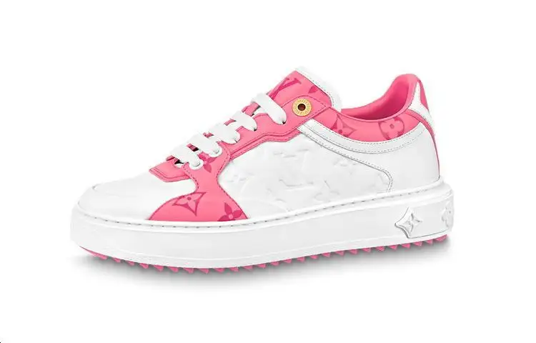 LOUIS VUITTON Time Out Leather Low top Casual Shoes Women's White Pink