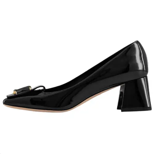 LOUIS VUITTON Shake Patent Leather Chunky Heel High Heels 5.5cm Women's Black