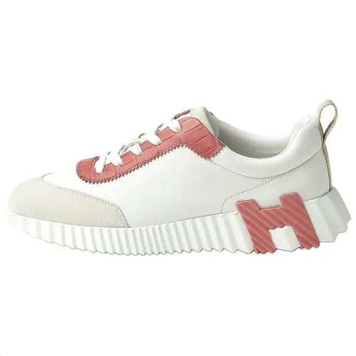 HERMES Bouncing Low top Casual Shoes Women's White Red