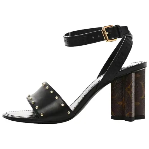 LOUIS VUITTON Silhouette Leather One Strap Sandals Women's Black