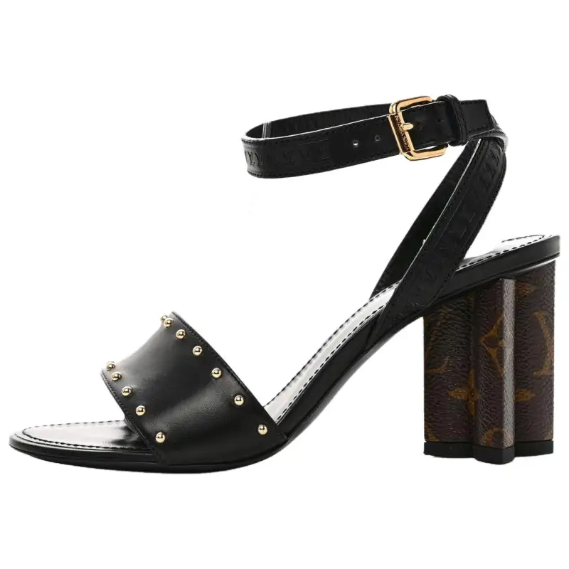 LOUIS VUITTON Silhouette Leather One Strap Sandals Women's Black