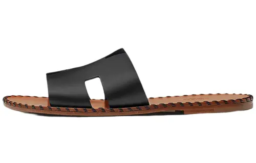 HERMES Izmir Slide Slippers Men's Black Brown