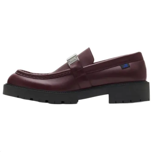 Burberry Calfskin Loafers Men's Brown Red