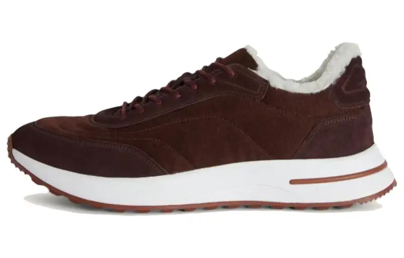Loro Piana Leather Low top Casual Shoes Men's Dark Brown