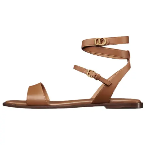 DIOR 30 Montaigne Cow Leather One Strap Sandals Women's Brown