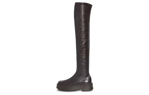 THE ROW Leather Stretch Zip Boots Women's Coffee