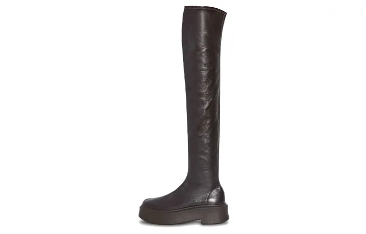 THE ROW Leather Stretch Zip Boots Women's Coffee
