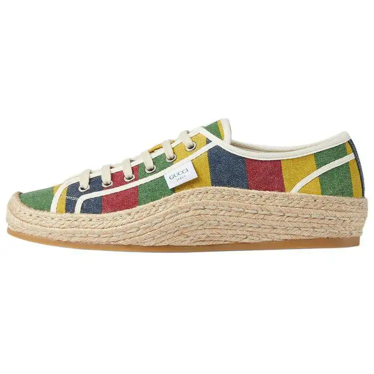 GUCCI Tennis 1977 Stripes Stylish Skateboarding Shoes Men's Multicolor