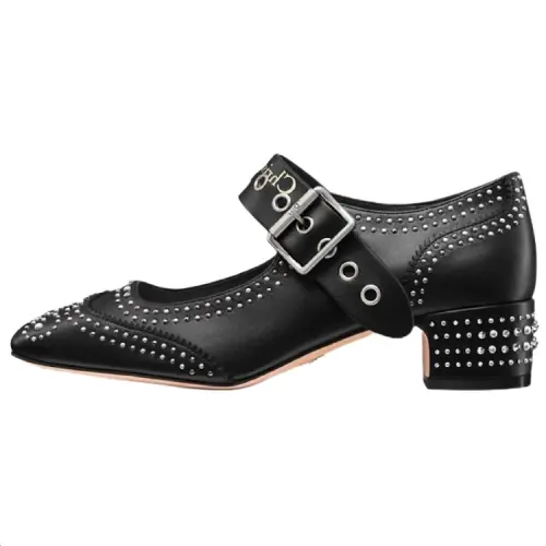 DIOR D Society Chunky Heel High Heels 4cm Women's Black