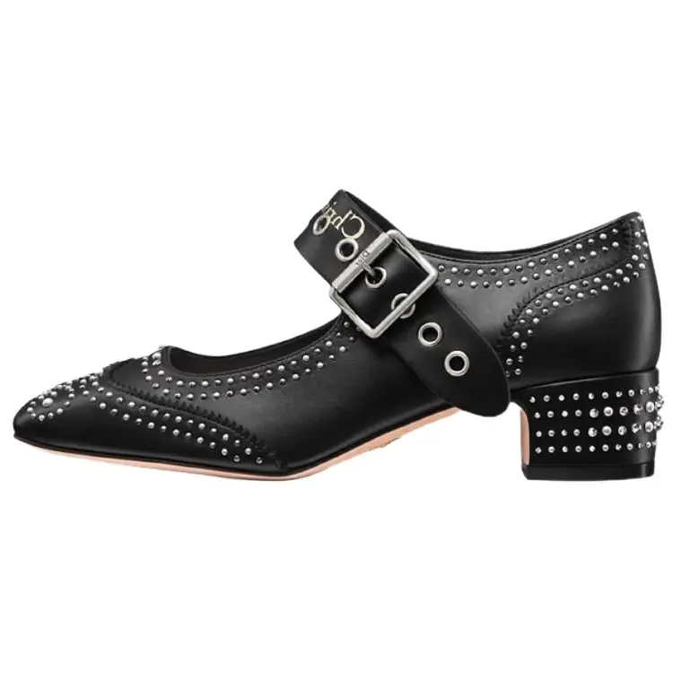 DIOR D Society Chunky Heel High Heels 4cm Women's Black