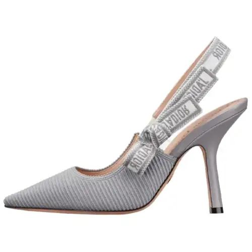 DIOR J'Adior Cotton Fabric Slim Heel High Heels Women's Gray