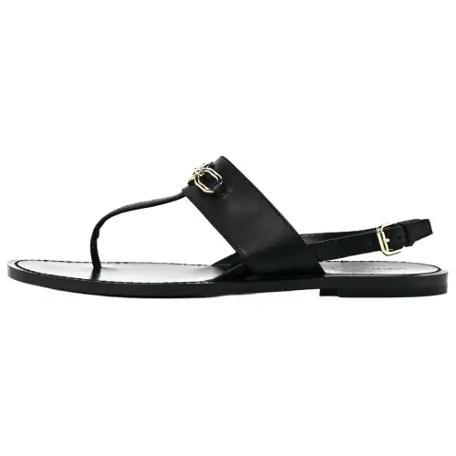 LOUIS VUITTON Cow Leather Beach Sandals Women's Black