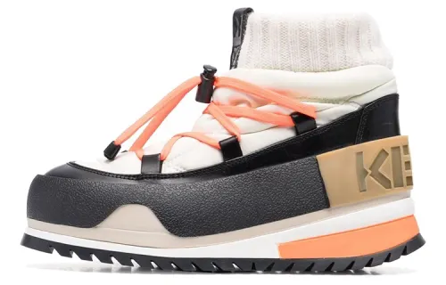 KENZO Takumi Takada Leather Logo Sole Ankle Boots Women's Beige Black