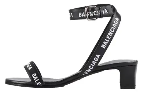 Balenciaga Round Cowhide Sandals Black Women's