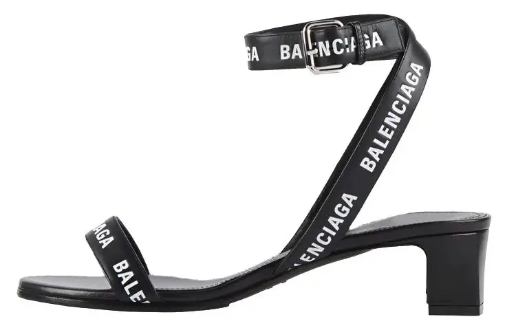 Balenciaga Round Cowhide Sandals Black Women's