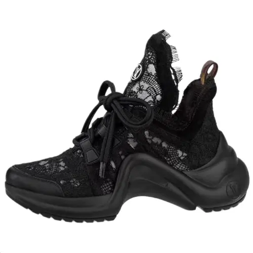 LOUIS VUITTON Leather Low top Chunky Sneakers Women's Black