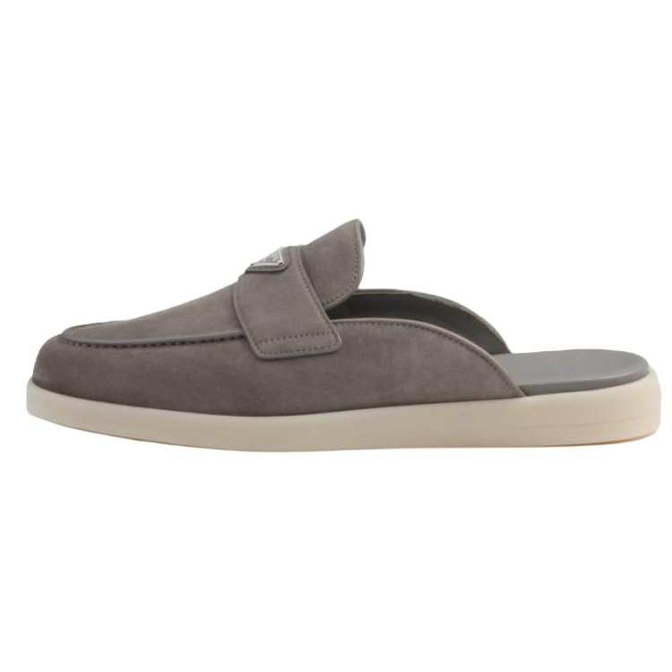 PRADA Triangle-logo Backless Suede Loafers