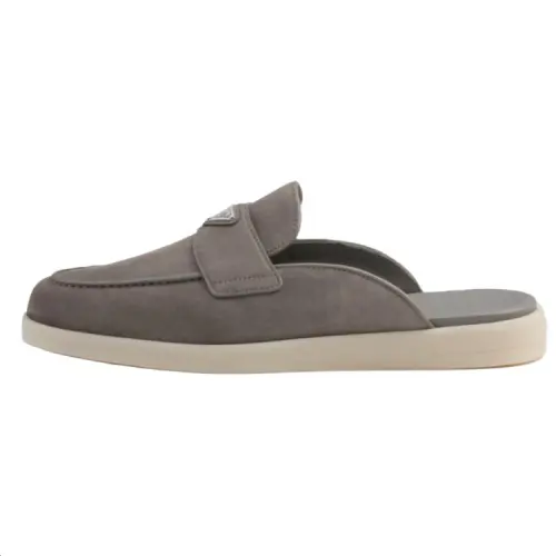 PRADA Triangle-logo Backless Suede Loafers