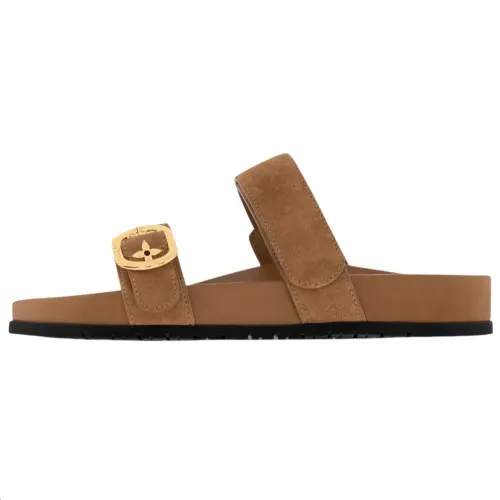 LOUIS VUITTON Bom Dia Slide Slippers Women's Brown