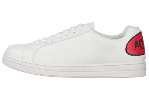 PRADA Leather Low top Stylish Skateboarding Shoes Men's White Red